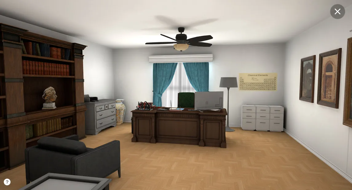 Screenshot einer im Spiel frei begehbaren 3D Umgebung.
